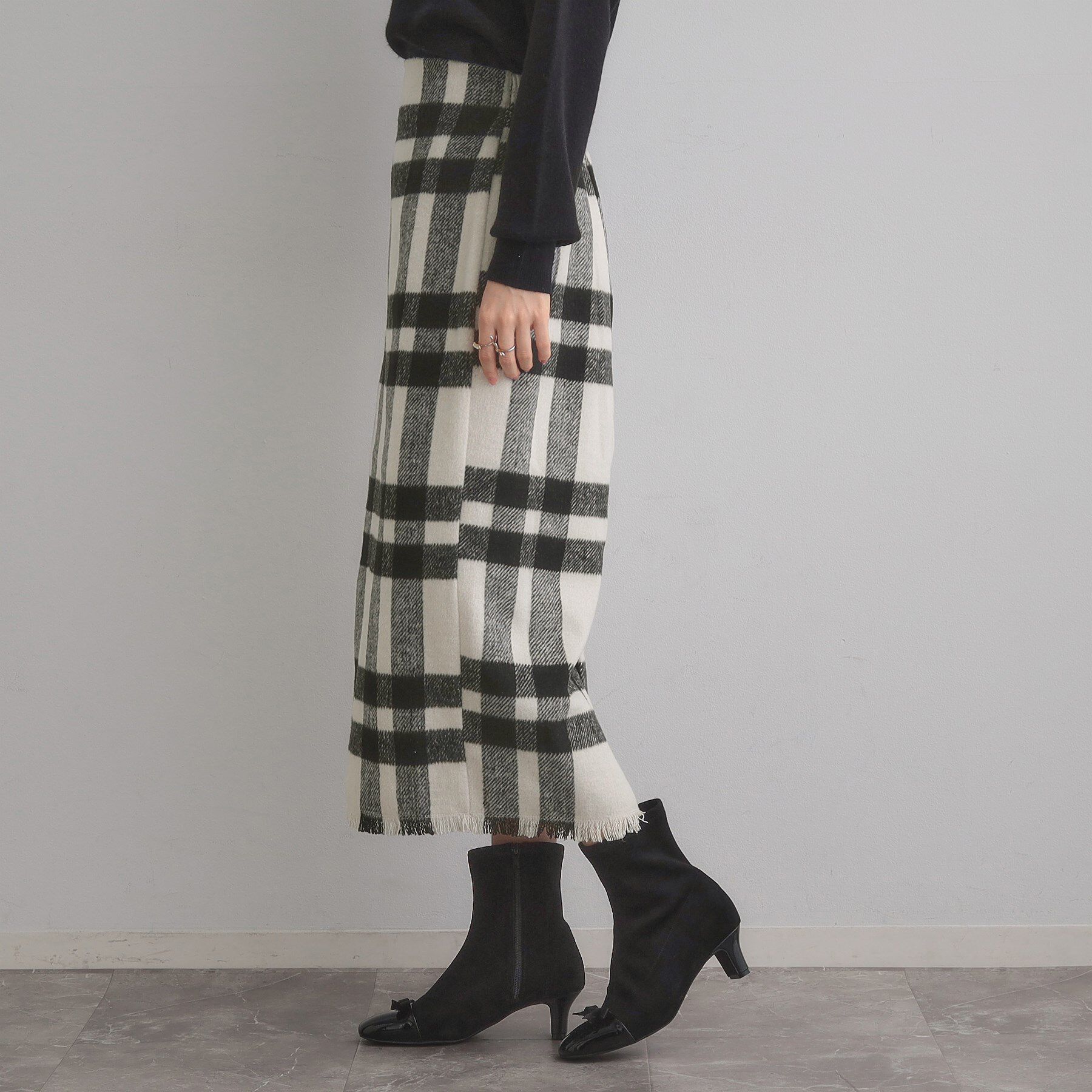 Couture broach「起毛チェックIラインスカート」|スカート|