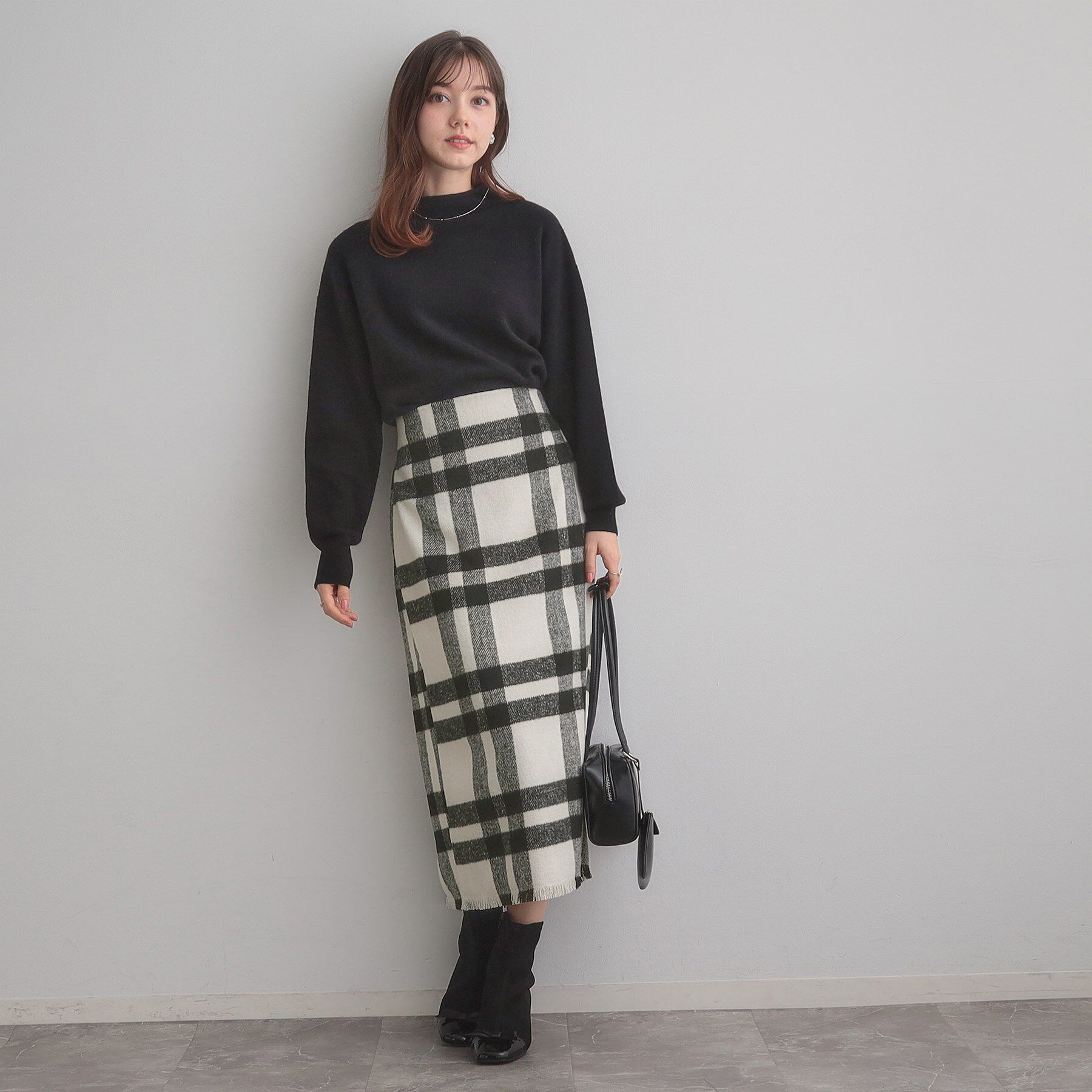 Couture broach「起毛チェックIラインスカート」|スカート|