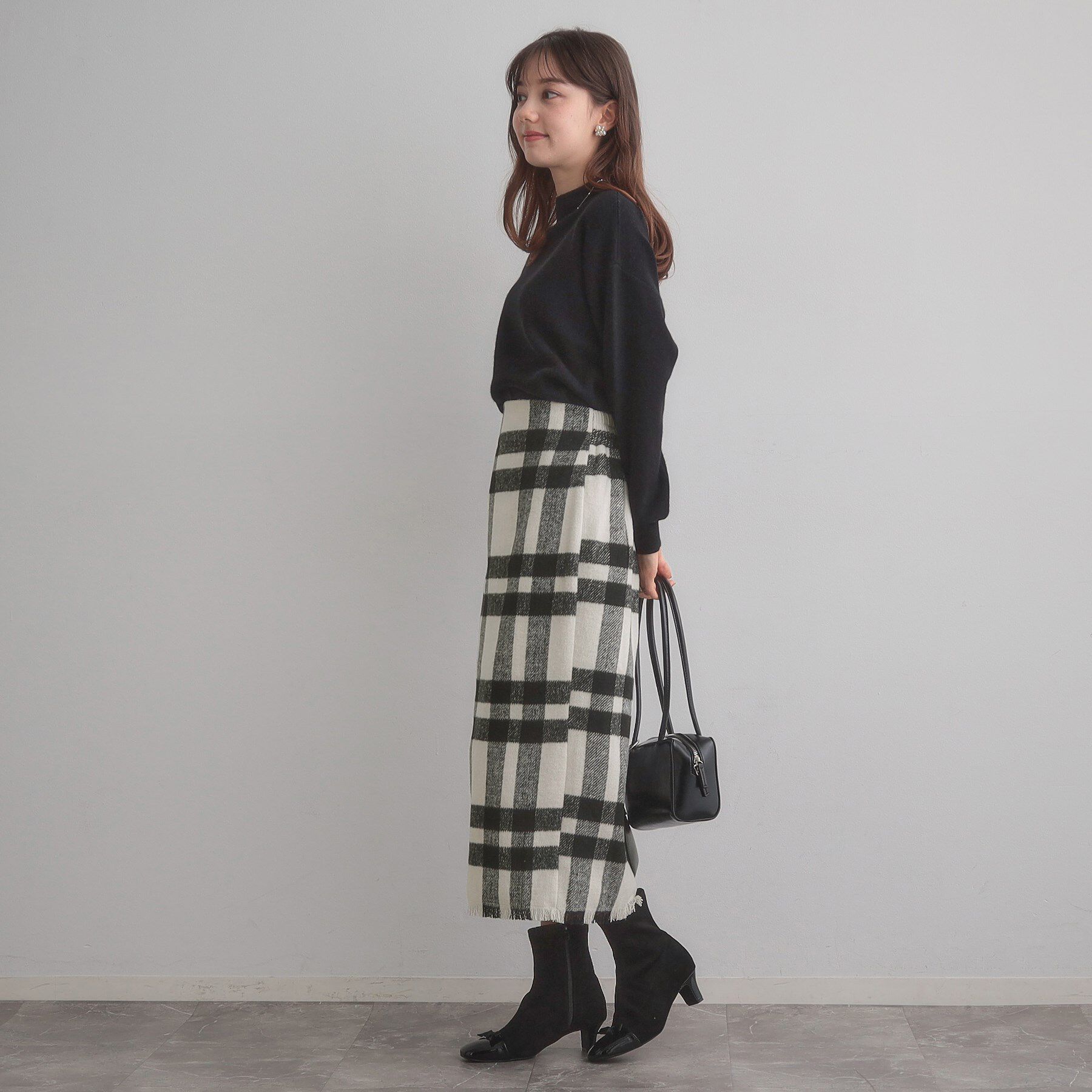 Couture broach「起毛チェックIラインスカート」|スカート|