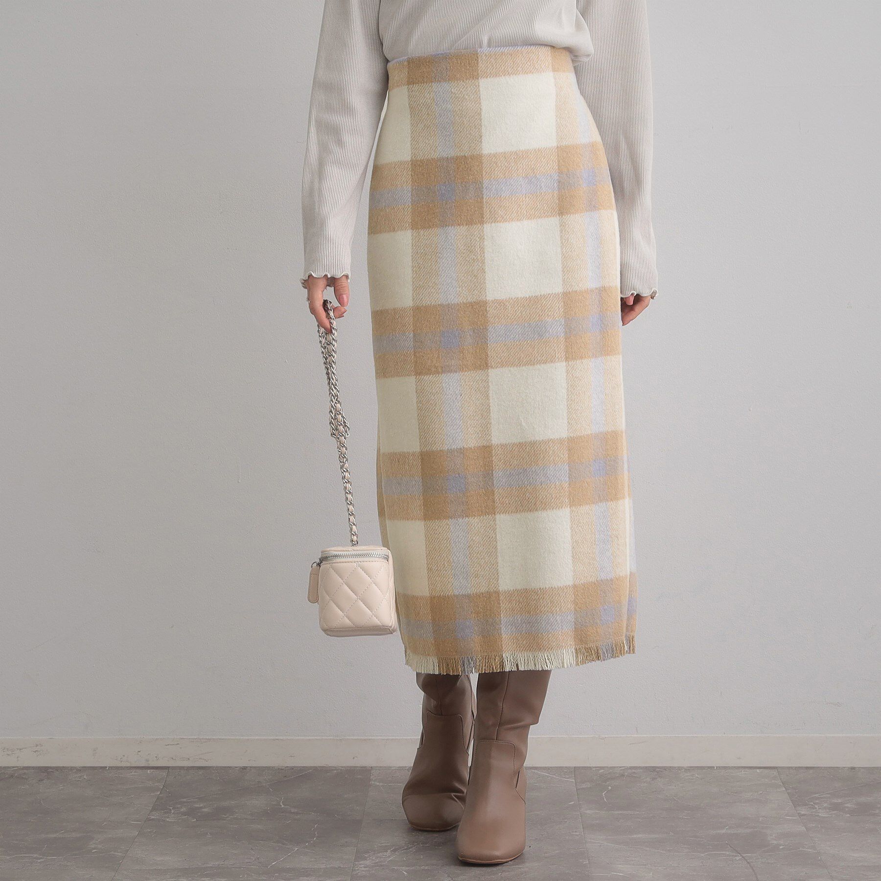 Couture broach「起毛チェックIラインスカート」|スカート|