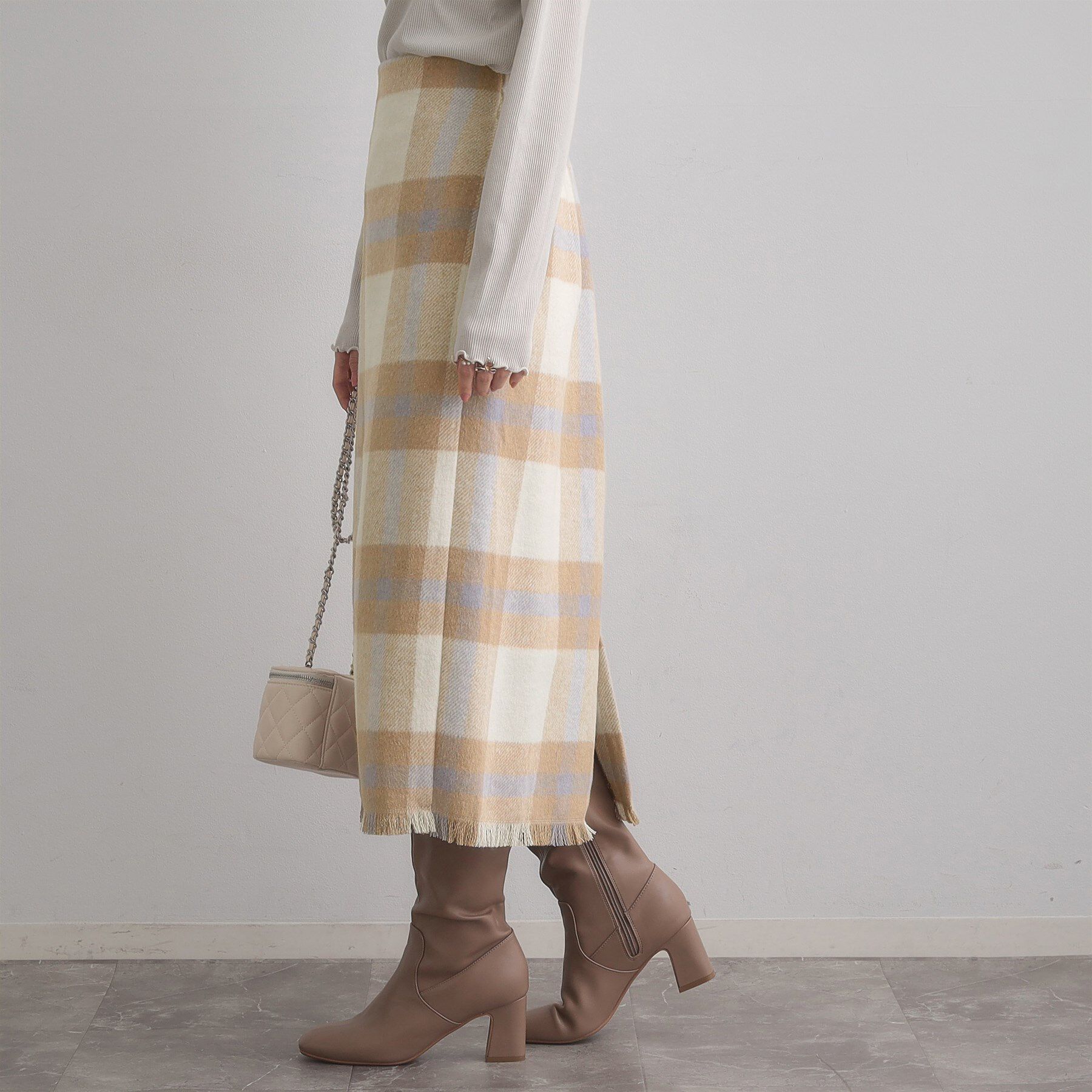 Couture broach「起毛チェックIラインスカート」|スカート|