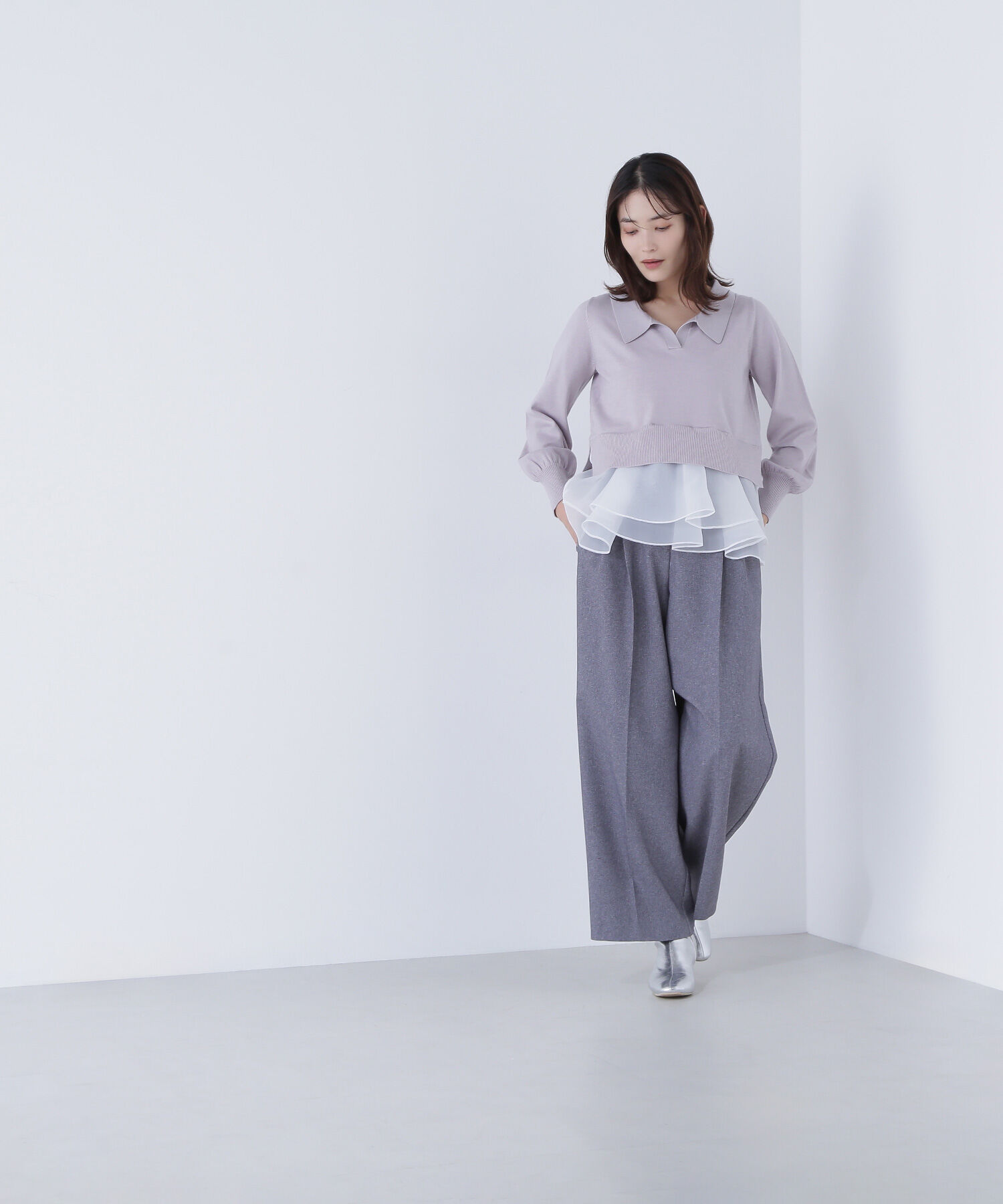  「オーガンドッキングスキッパーニット」|ニット・セーター|