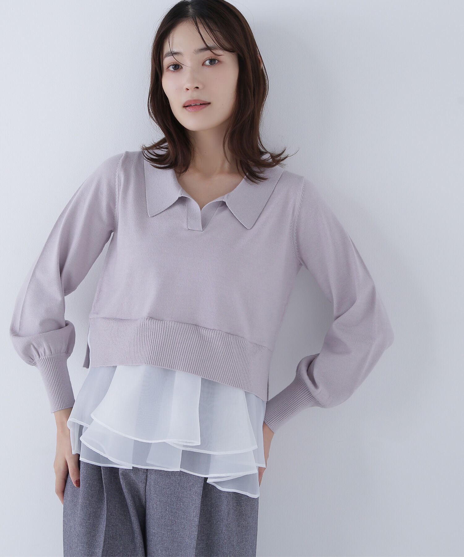  「オーガンドッキングスキッパーニット」|ニット・セーター|