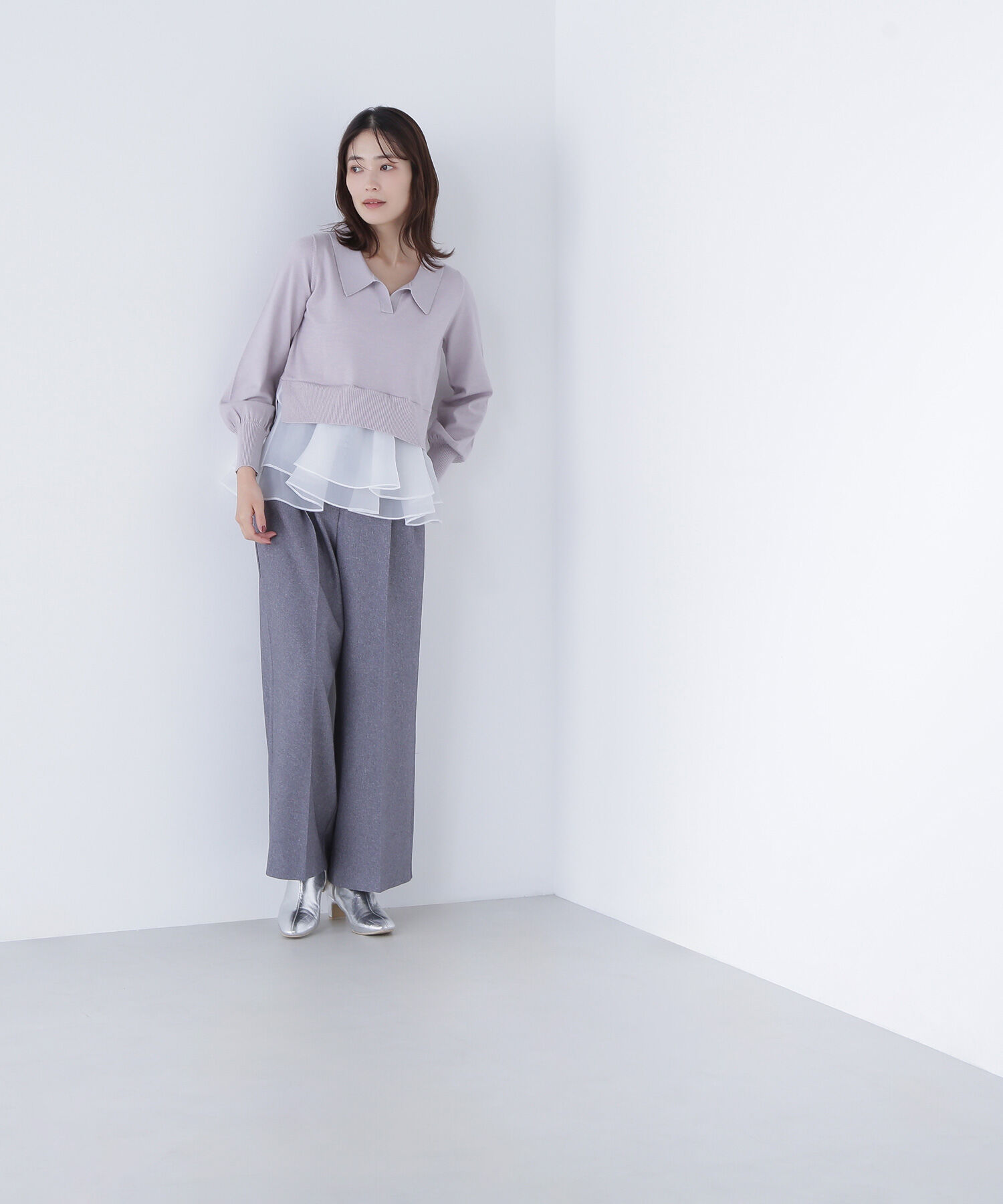  「オーガンドッキングスキッパーニット」|ニット・セーター|