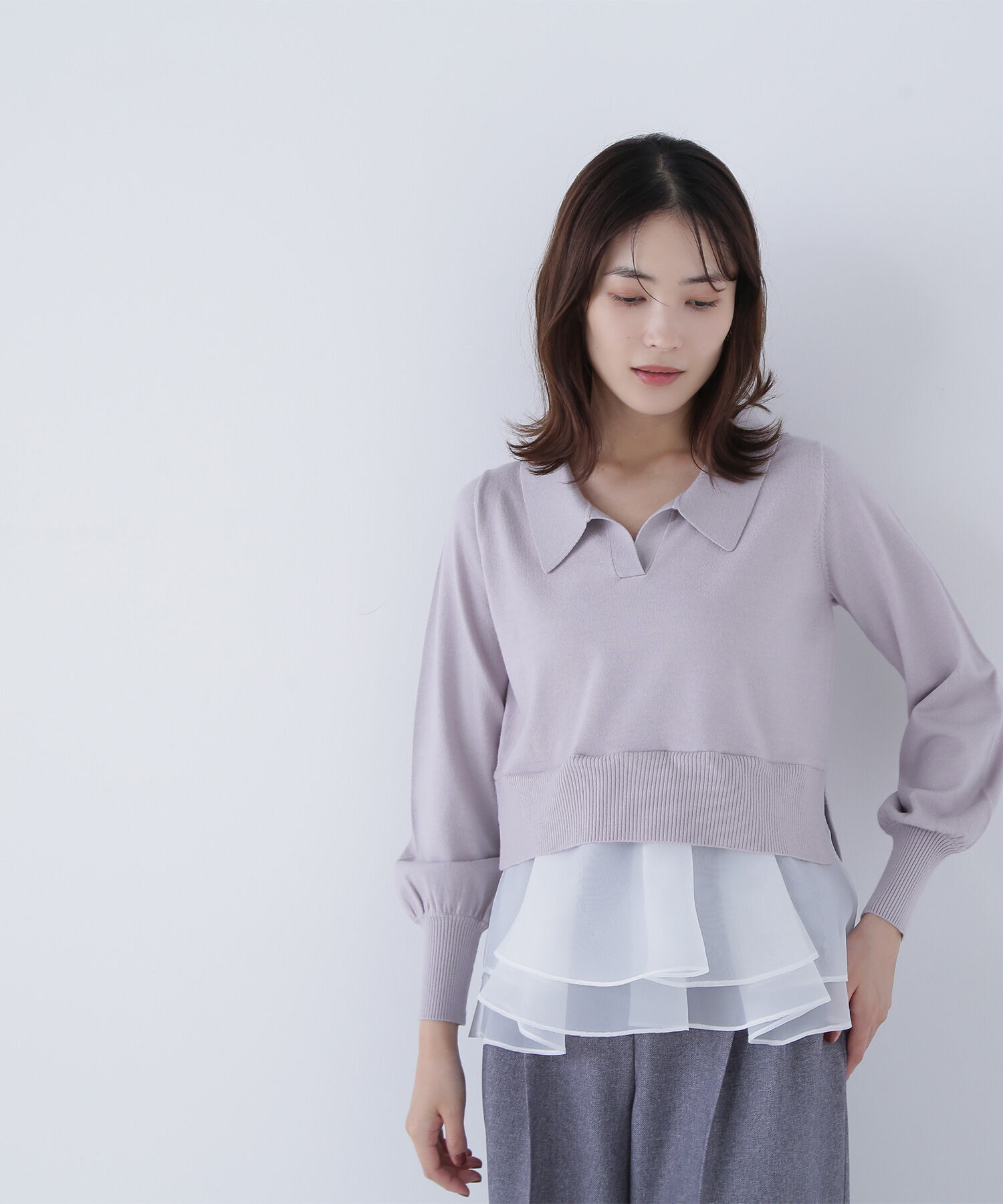  「オーガンドッキングスキッパーニット」|ニット・セーター|