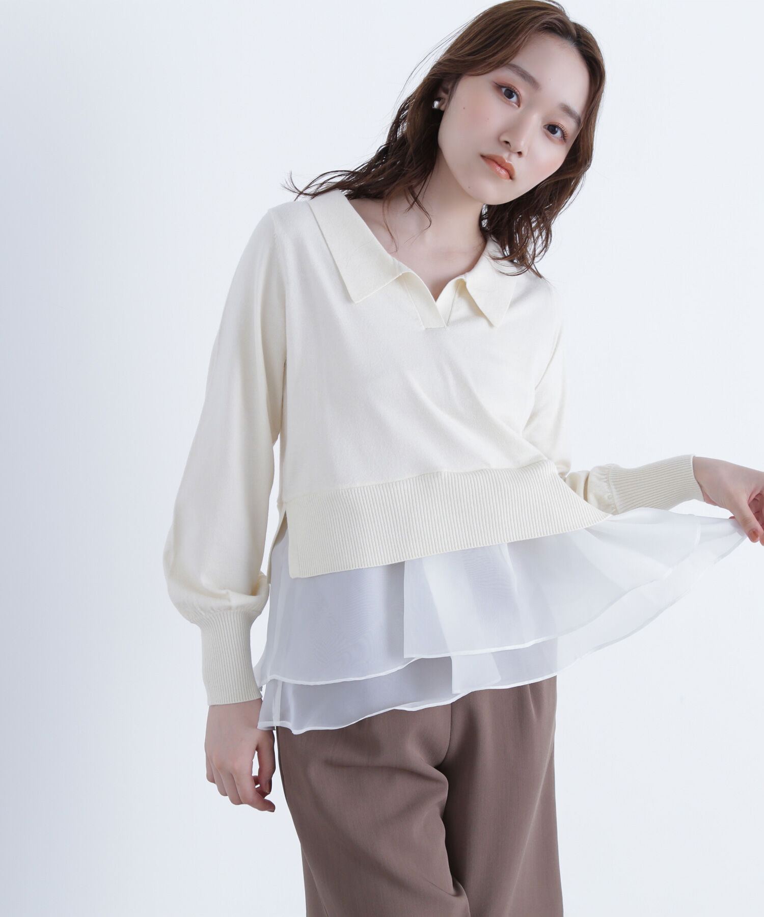  「オーガンドッキングスキッパーニット」|ニット・セーター|