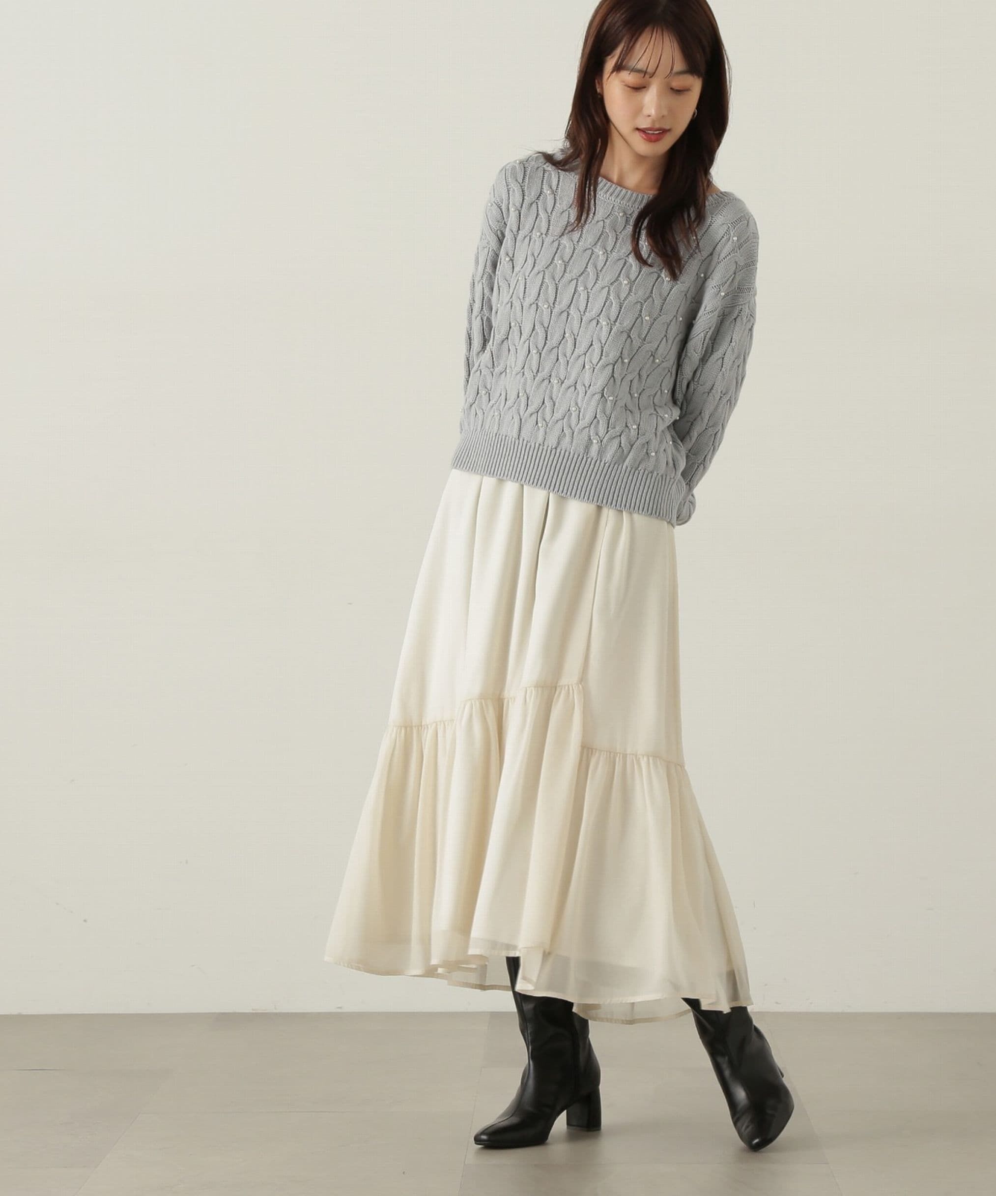 PROPORTION BODY DRESSING「イレヘムシアーティアードスカート」|スカート|エクリュ1