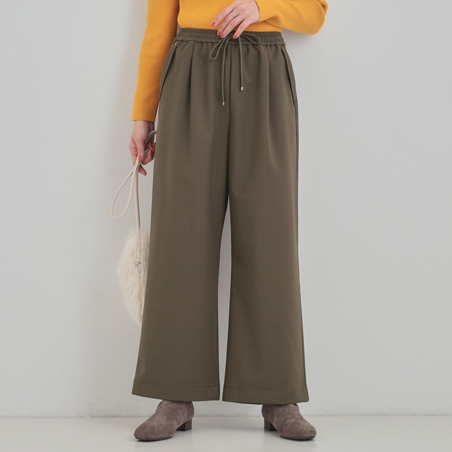 SHOO･LA･RUE「【風を通しにくい】フラップイージーワイドパンツ」|その他|ブラウン(044)