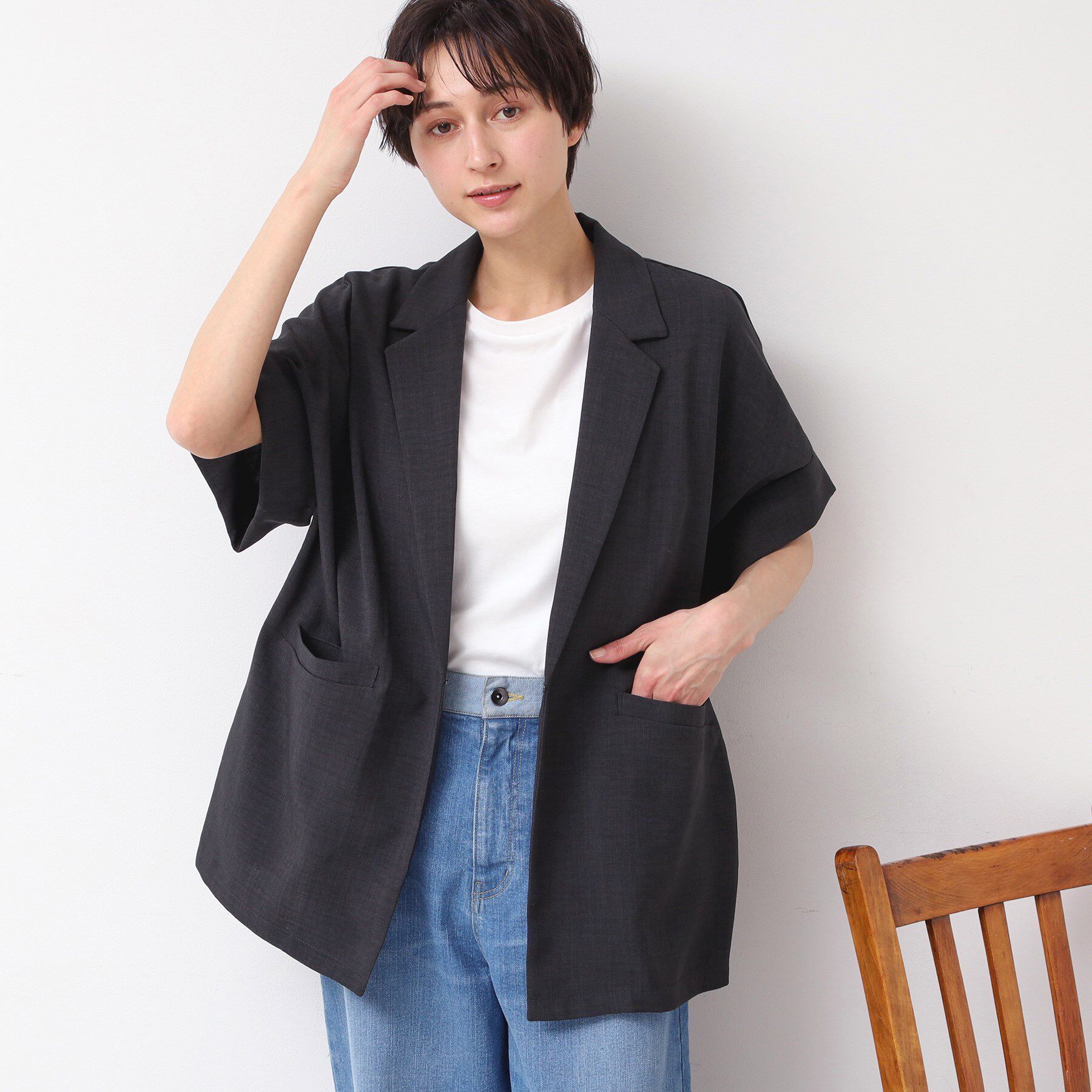 Dessin「【洗える】半袖テーラードジャケット」|テーラードジャケット|