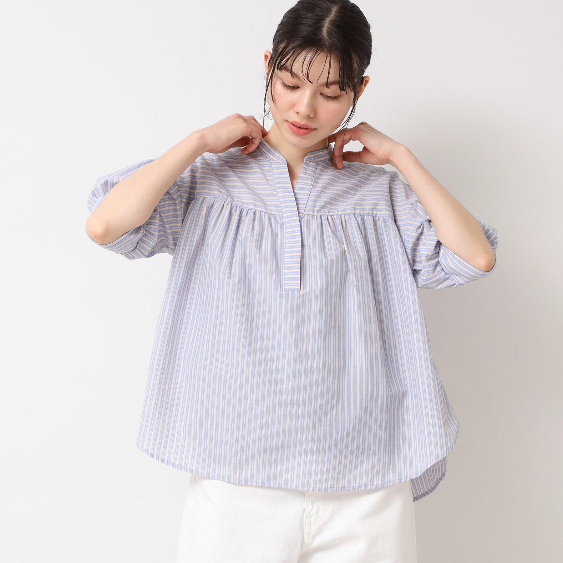 Dessin「【洗える・4サイズ展開】フロントスリット五分袖ブラウス（XS～L）」|シャツ・ブラウス|マスタード(333)