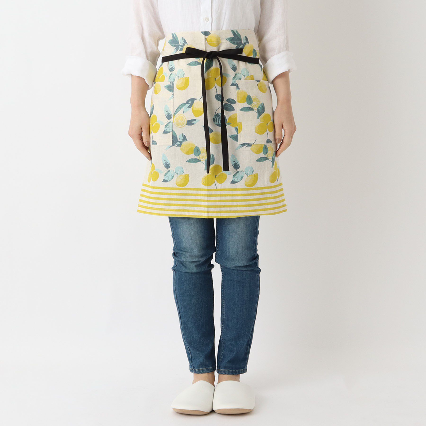 212 KITCHEN STORE「レモンボーダー ギャルソンエプロン NT」|食器・キッチングッズ|