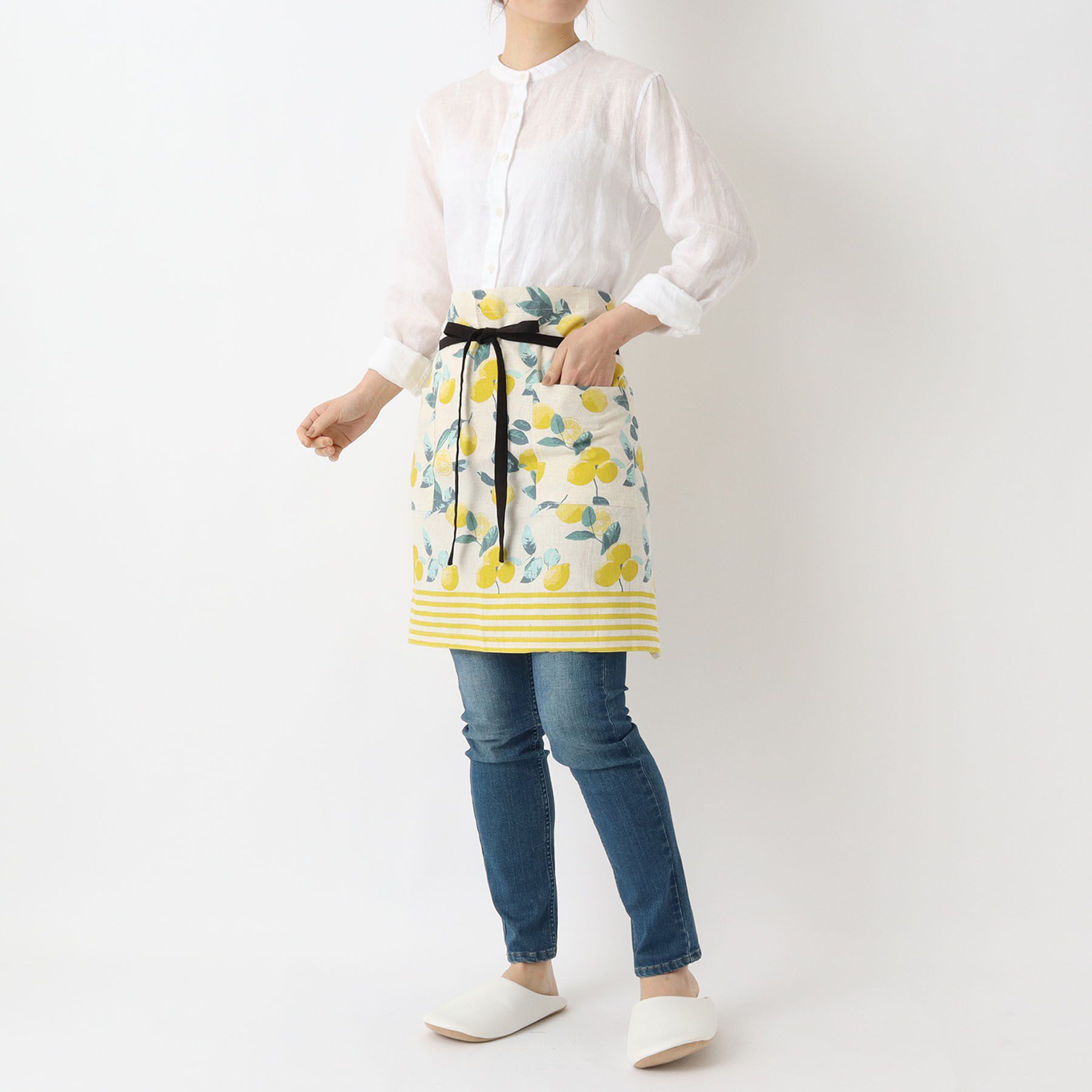 212 KITCHEN STORE「レモンボーダー ギャルソンエプロン NT」|食器・キッチングッズ|