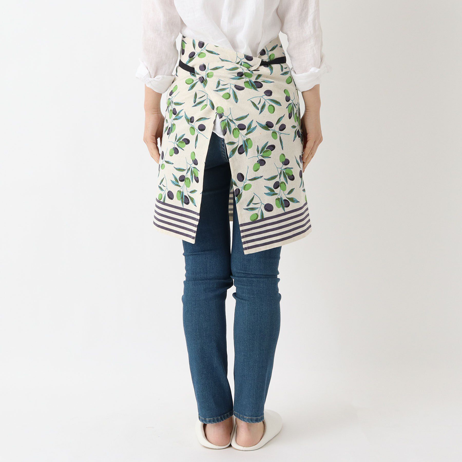 212 KITCHEN STORE「オリーブボーダー ギャルソンエプロン NT」|食器・キッチングッズ|