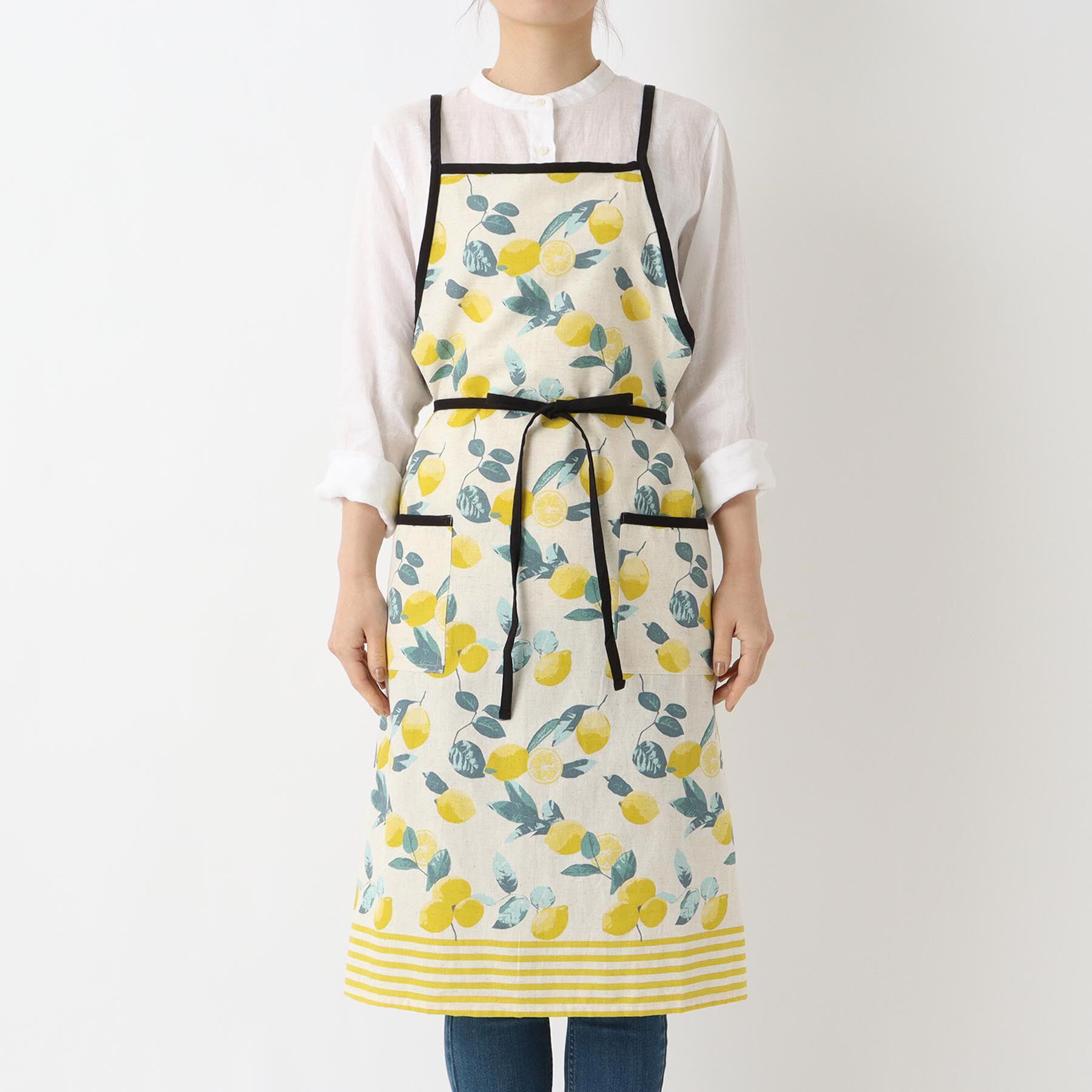 212 KITCHEN STORE「レモンボーダー ロングエプロン NT」|食器・キッチングッズ|