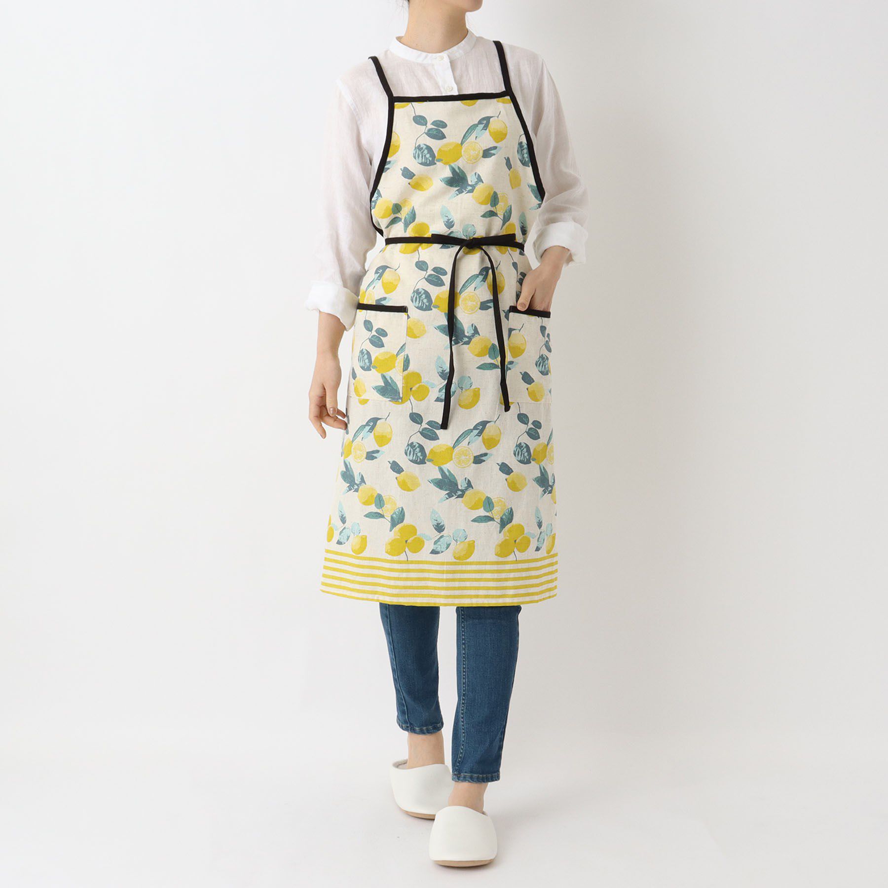212 KITCHEN STORE「レモンボーダー ロングエプロン NT」|食器・キッチングッズ|