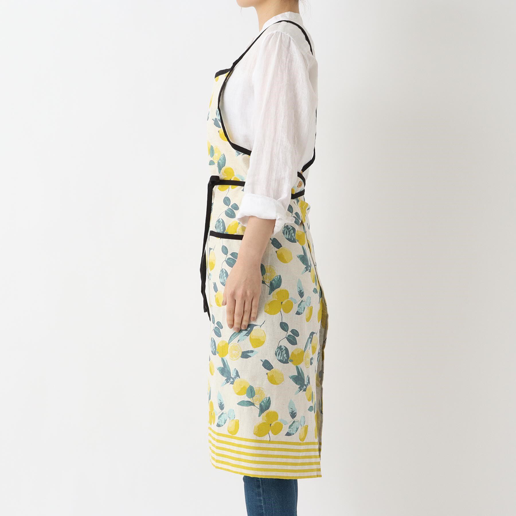212 KITCHEN STORE「レモンボーダー ロングエプロン NT」|食器・キッチングッズ|