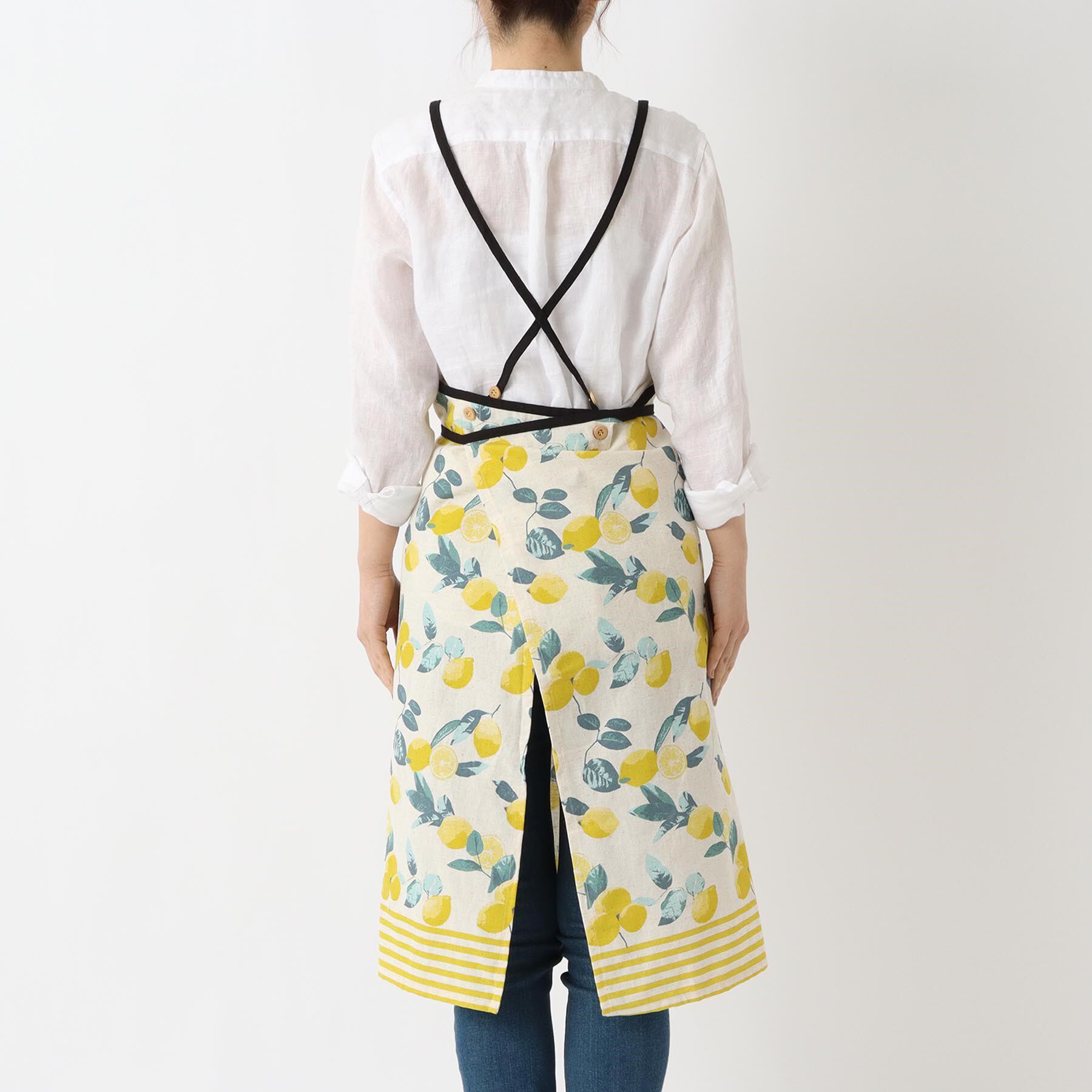 212 KITCHEN STORE「レモンボーダー ロングエプロン NT」|食器・キッチングッズ|