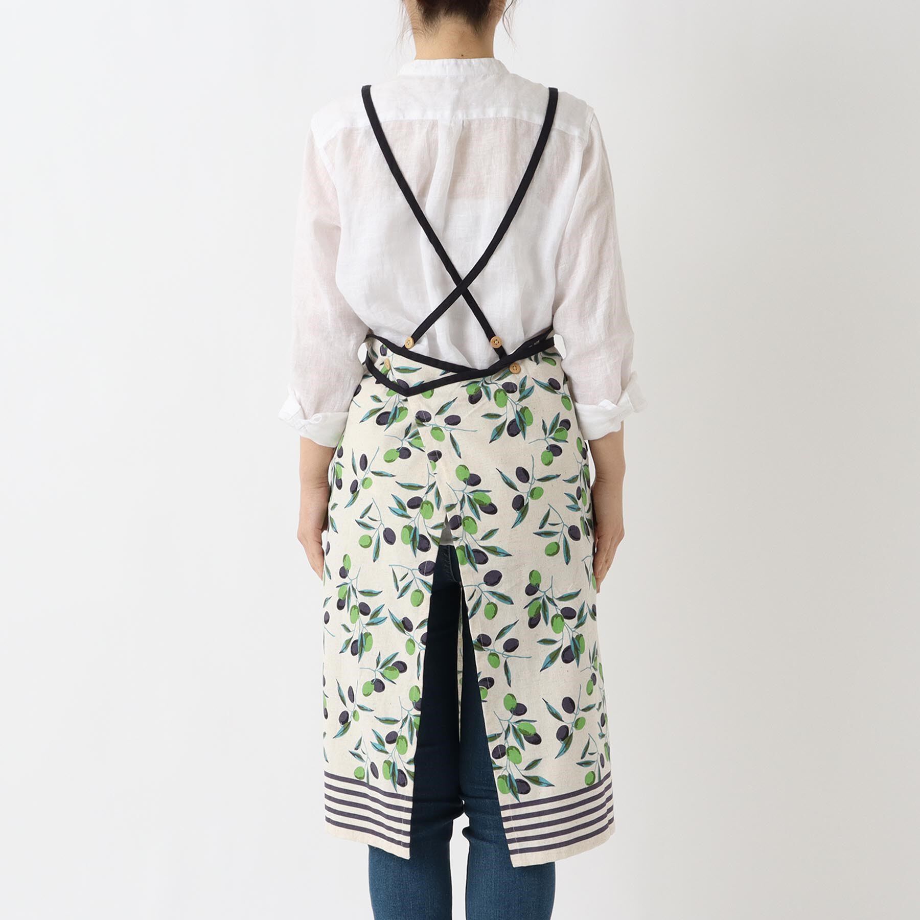 212 KITCHEN STORE「オリーブボーダー ロングエプロン NT」|食器・キッチングッズ|