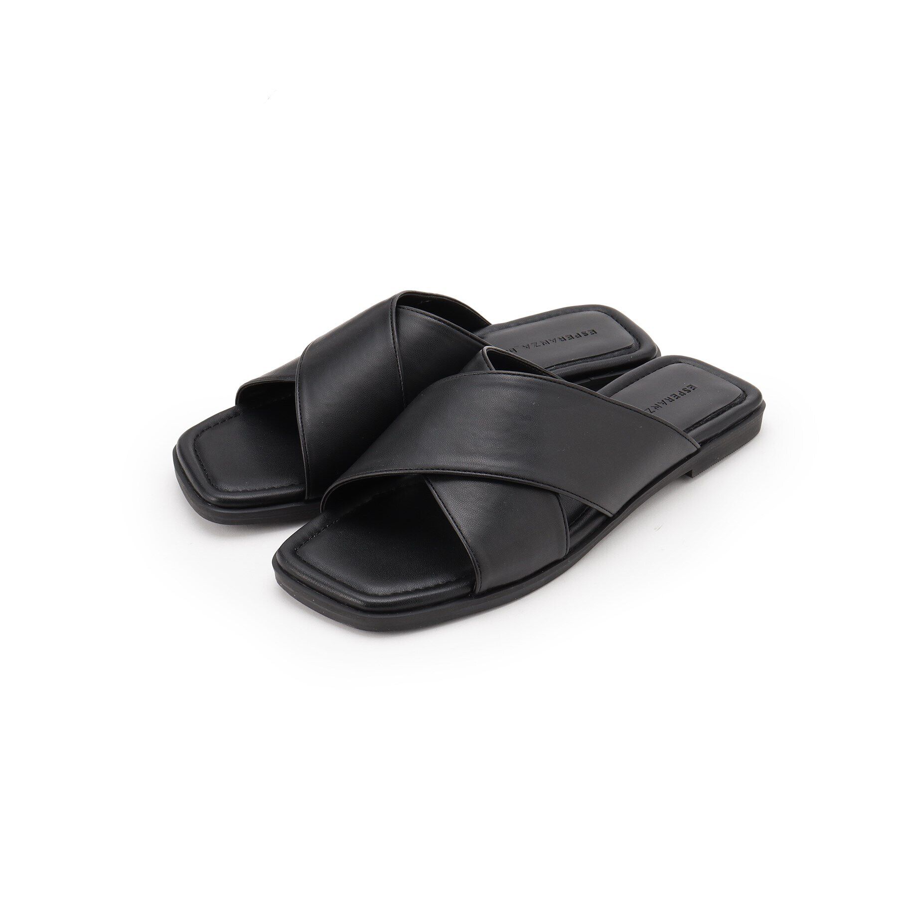 ESPERANZA「【blanca】クロスアッパーフラットサンダル」|サンダル|ﾌﾞﾗｯｸ(019)