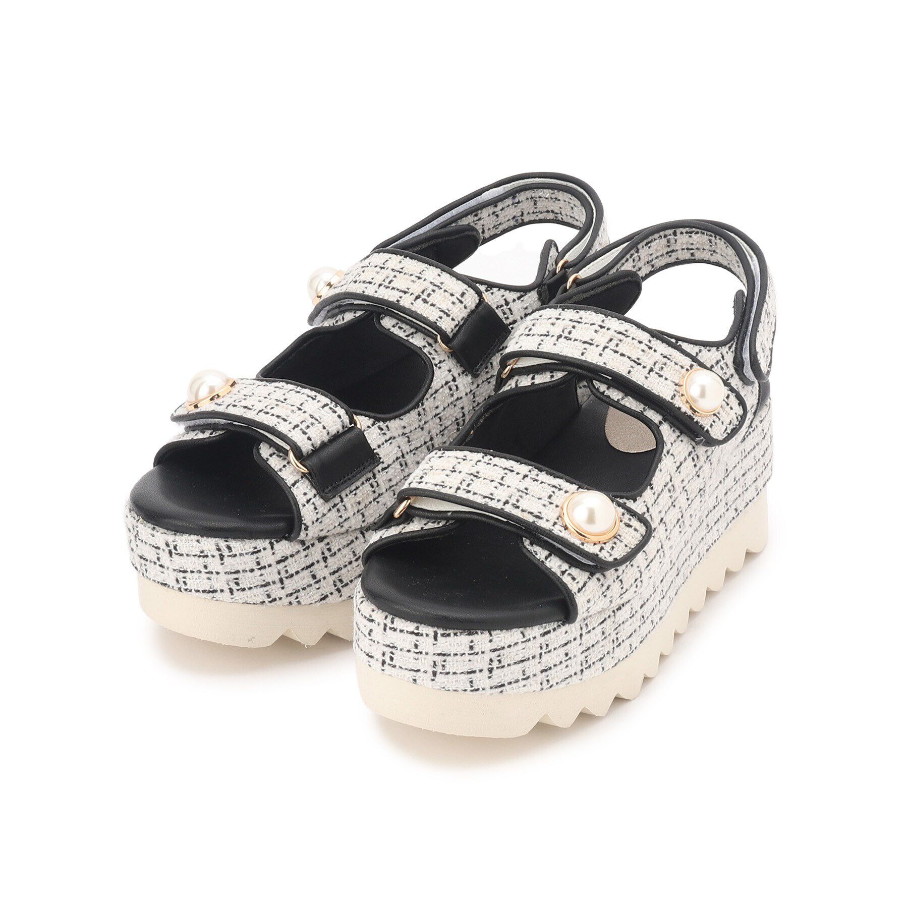 ESPERANZA「ツイードパール調厚底スポーツサンダル 24SS」|サンダル|ホワイト(301)