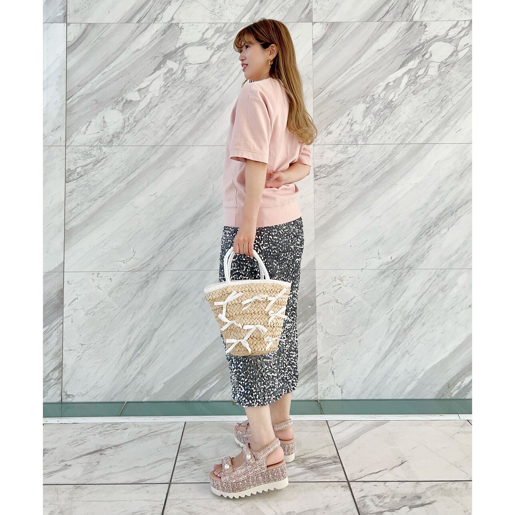 ESPERANZA「ツイードパール調厚底スポーツサンダル 24SS」|サンダル|