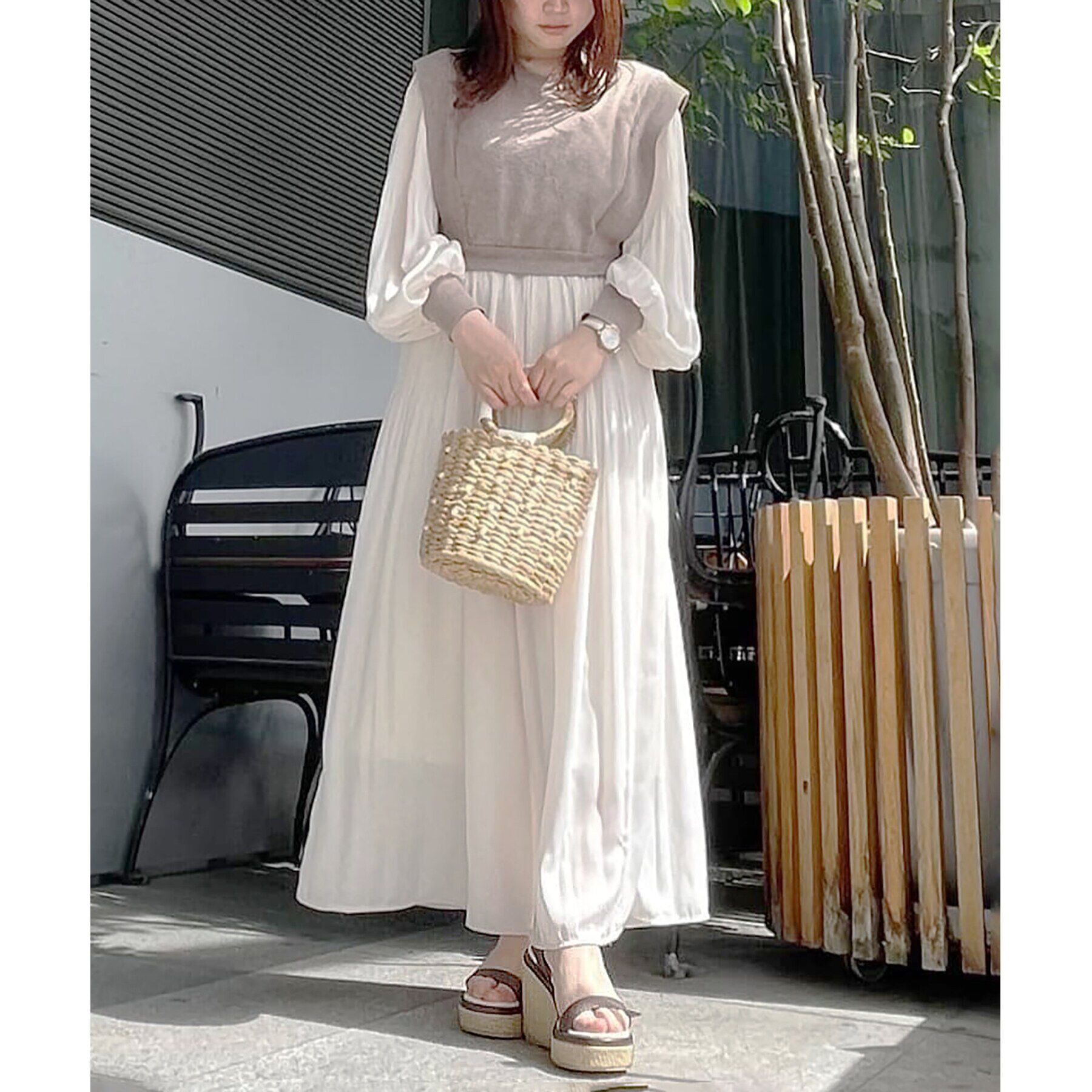 Ober Tashe「雑材2WAYパール調付バケツショルダー」|ハンドバッグ|