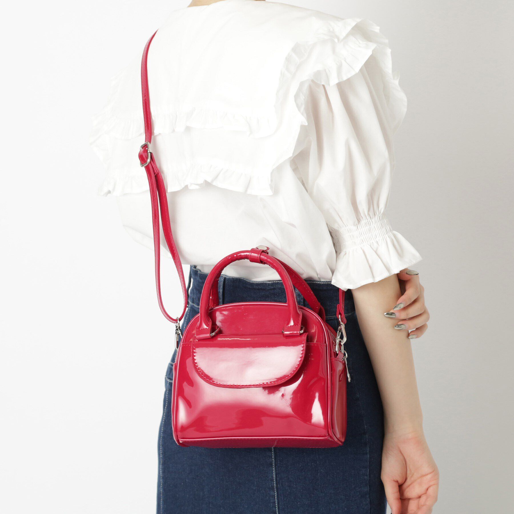 Ober Tashe「エナメル調2WAYミニボストン」|ボストンバッグ|