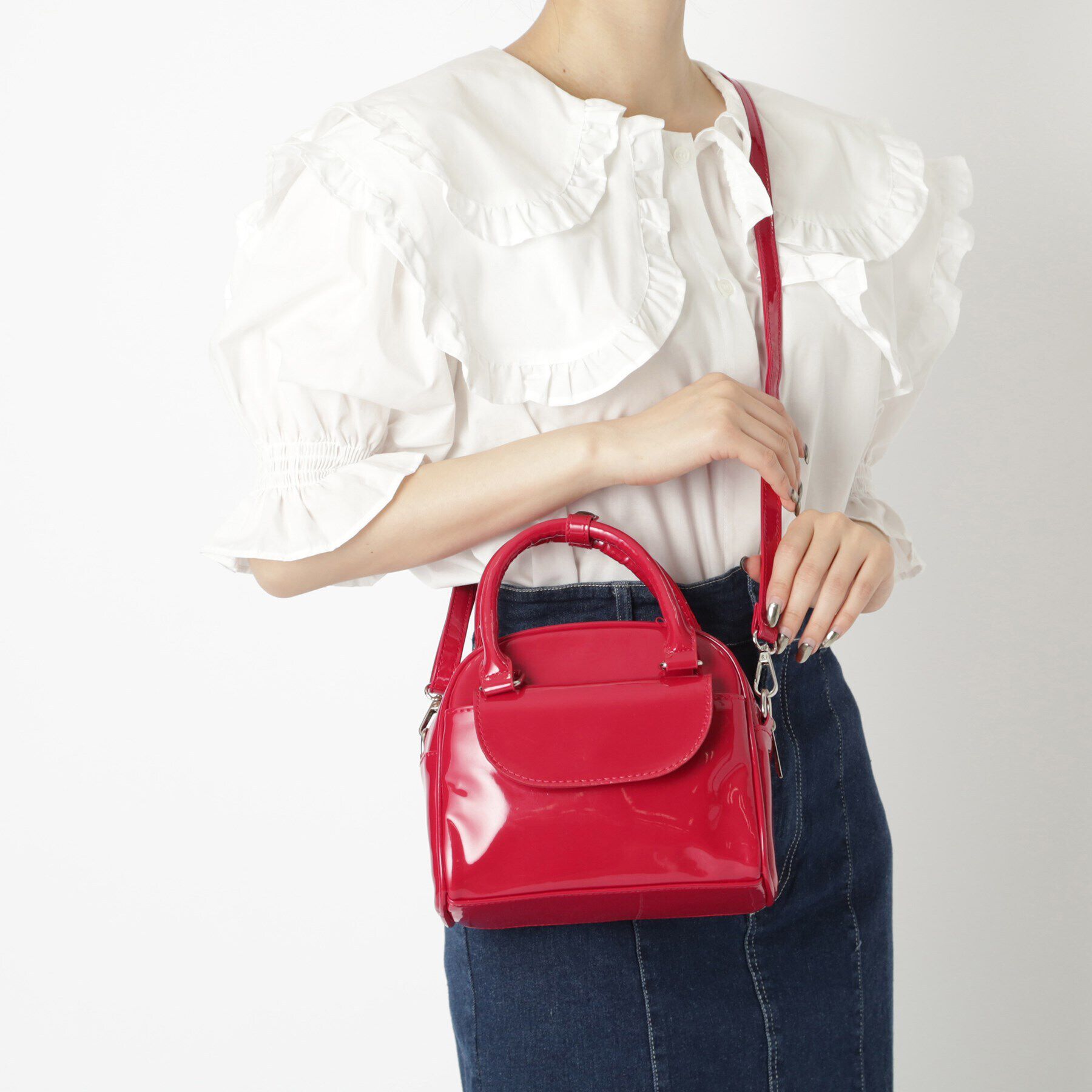 Ober Tashe「エナメル調2WAYミニボストン」|ボストンバッグ|