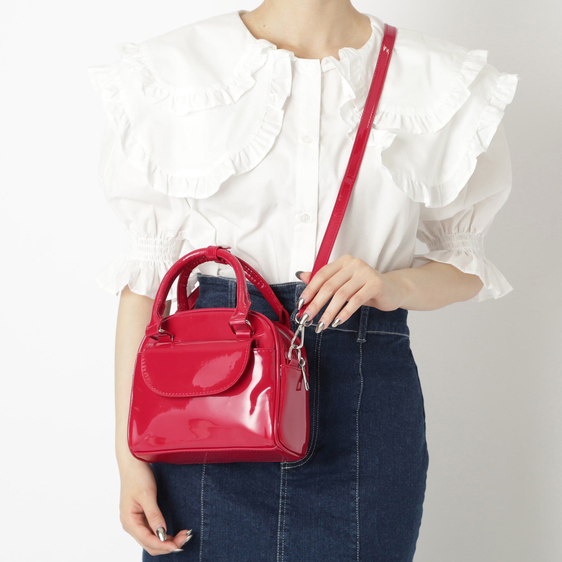 Ober Tashe「エナメル調2WAYミニボストン」|ボストンバッグ|