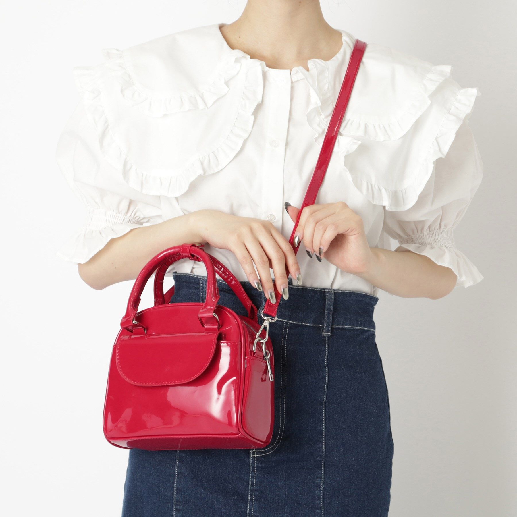 Ober Tashe「エナメル調2WAYミニボストン」|ボストンバッグ|