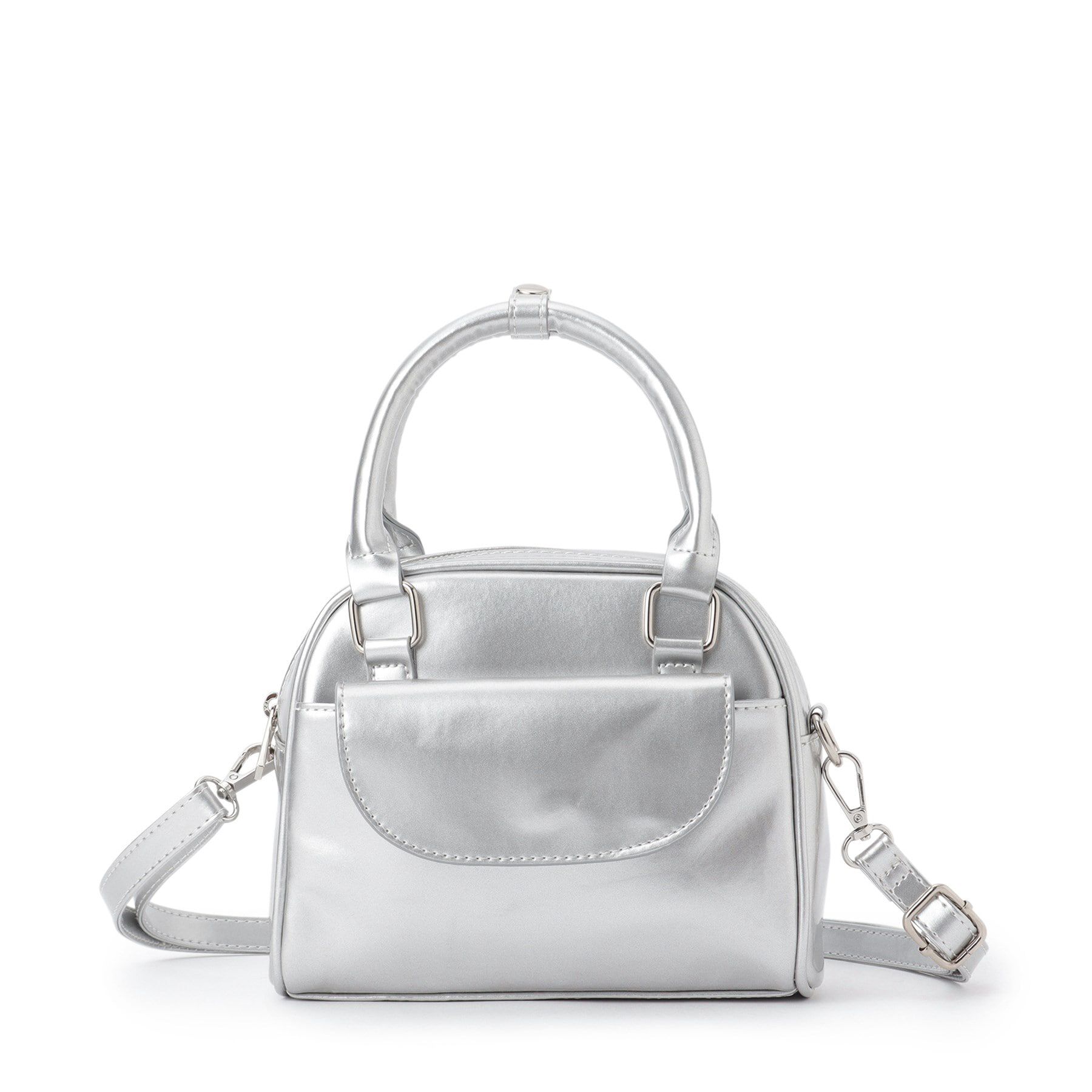 Ober Tashe「エナメル調2WAYミニボストン」|ボストンバッグ|シルバー(208)