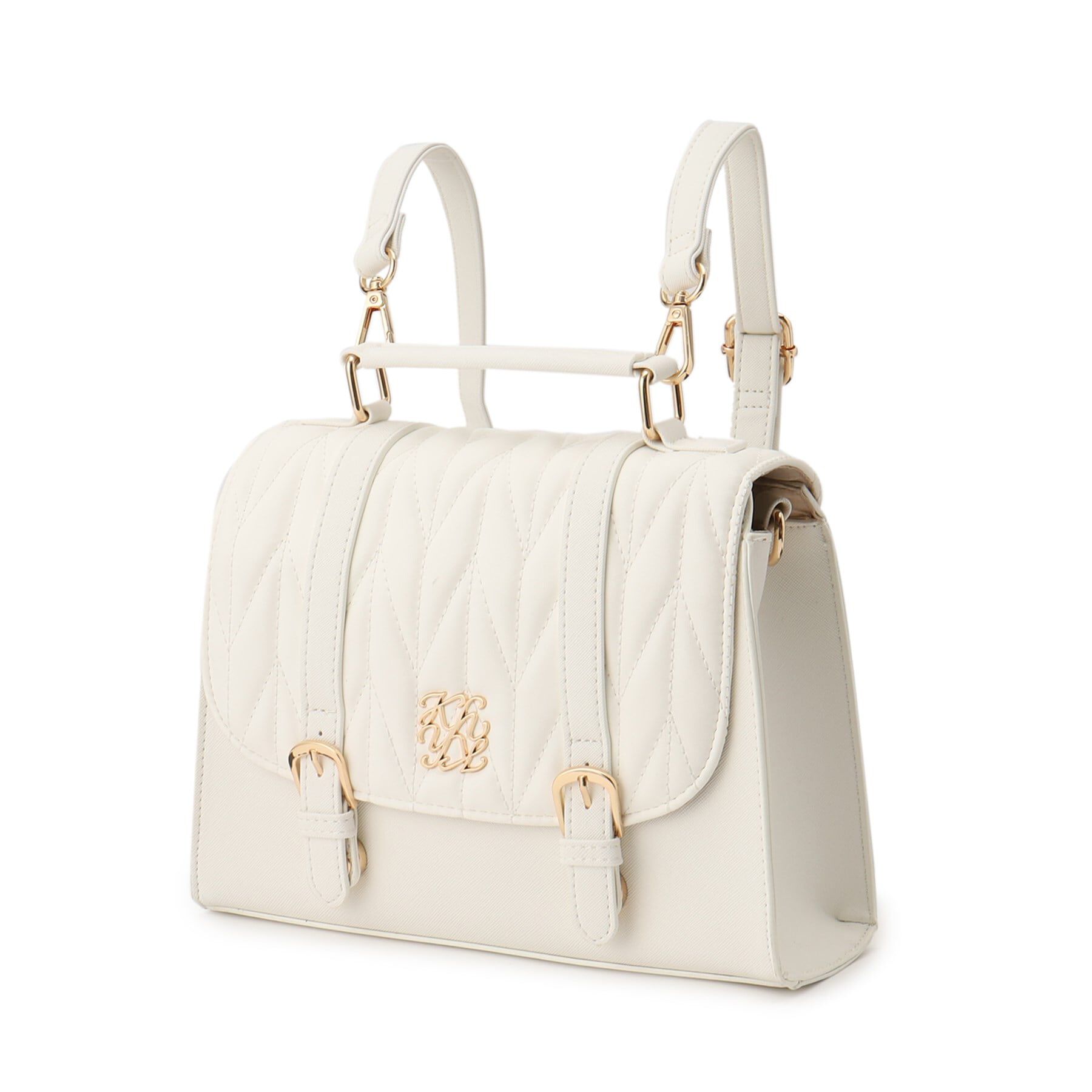 Ober Tashe「プレート付きキルティング3WAYサッチェル」|リュック|ホワイト(001)