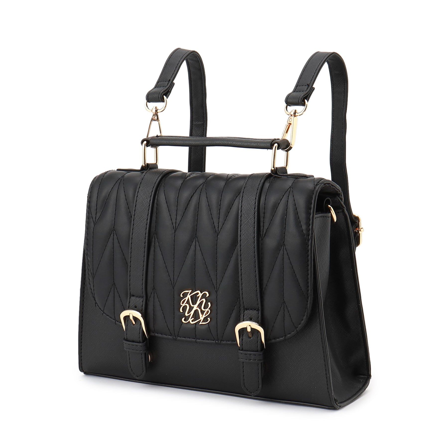 Ober Tashe「プレート付きキルティング3WAYサッチェル」|リュック|ブラック(019)