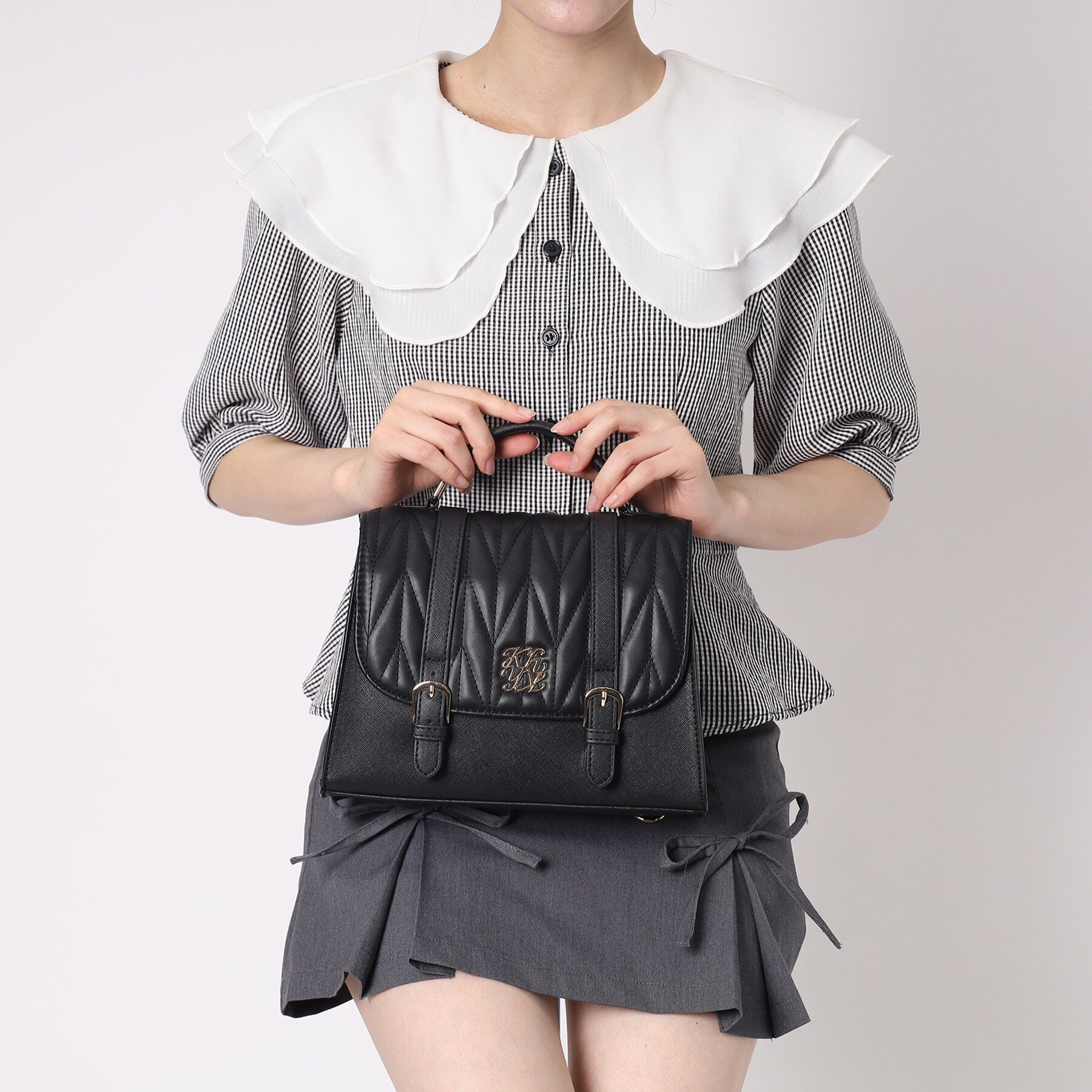 Ober Tashe「プレート付きキルティング3WAYサッチェル」|リュック|