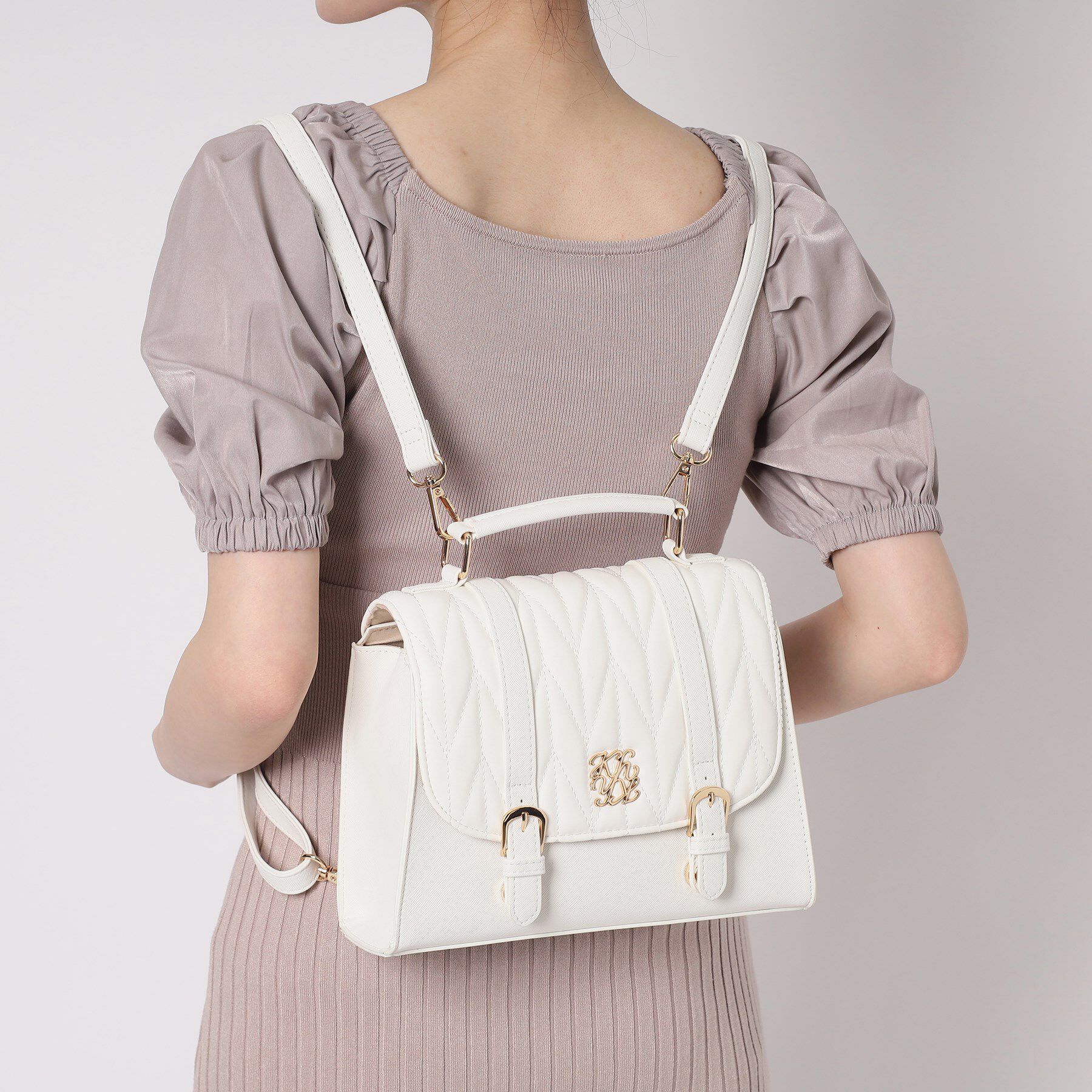 Ober Tashe「プレート付きキルティング3WAYサッチェル」|リュック|