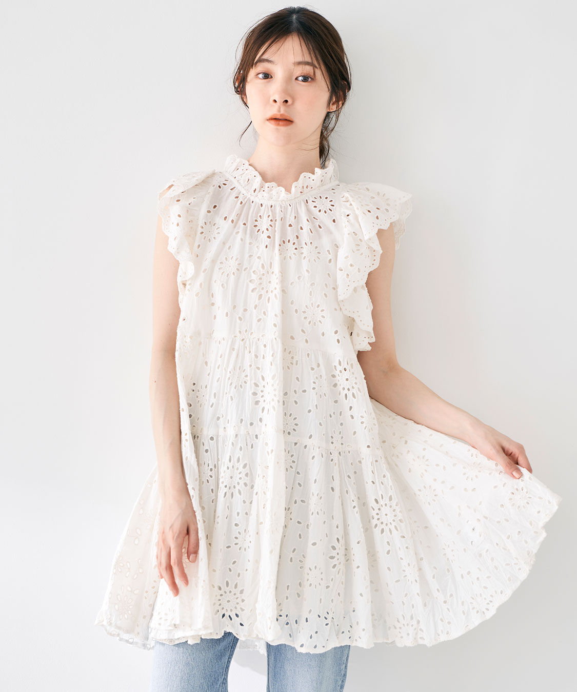 COCO DEAL「エンブロイダリーティアードミニワンピース」|ワンピース|