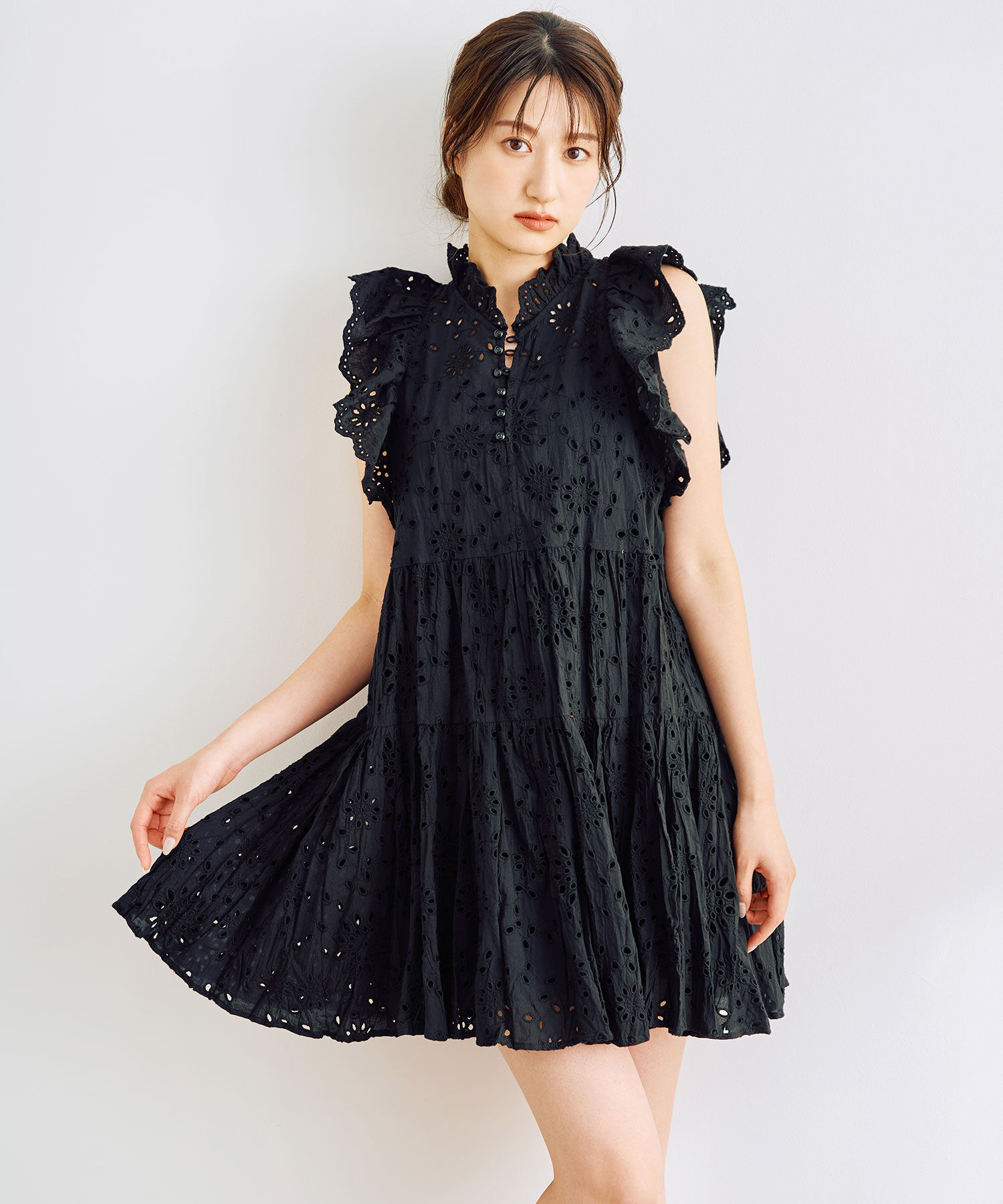 COCO DEAL「エンブロイダリーティアードミニワンピース」|ワンピース|