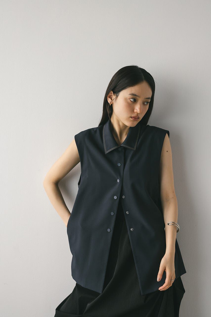 STYLEMIXER「ステッチラインステンカラーベスト」|ダウンベスト・ベスト|NVY