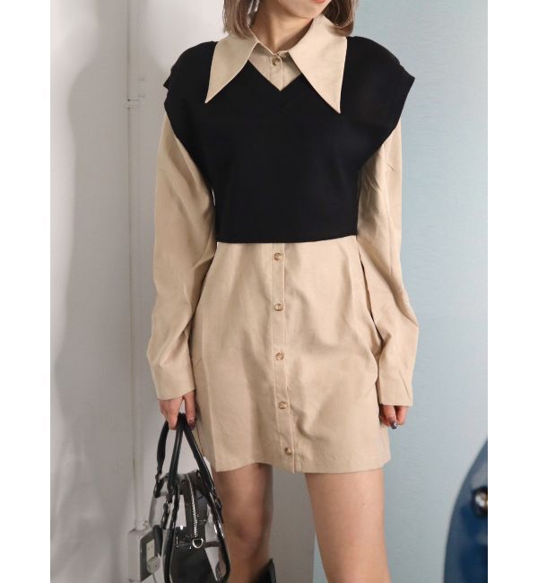 EMODA「ビッグカラーシャツワンピース」|ワンピース|