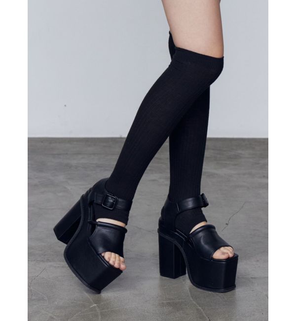 EMODA「オープントゥリブニーハイソックス」|ソックス|ブラック