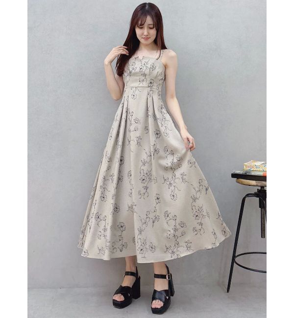 MERCURYDUO「リネンライクバックレースアップキャミワンピース」|ワンピース|