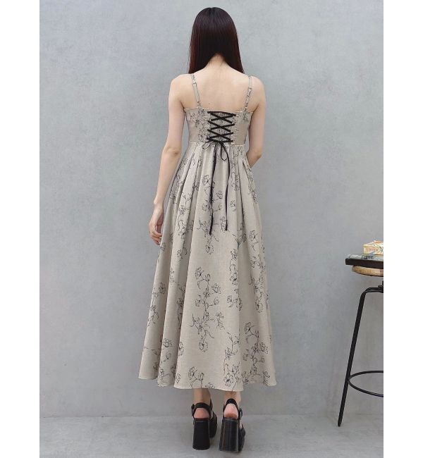 MERCURYDUO「リネンライクバックレースアップキャミワンピース」|ワンピース|