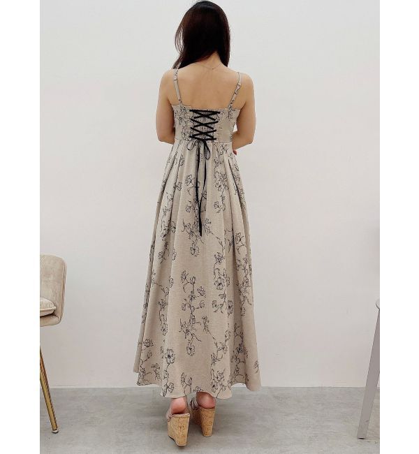 MERCURYDUO「リネンライクバックレースアップキャミワンピース」|ワンピース|