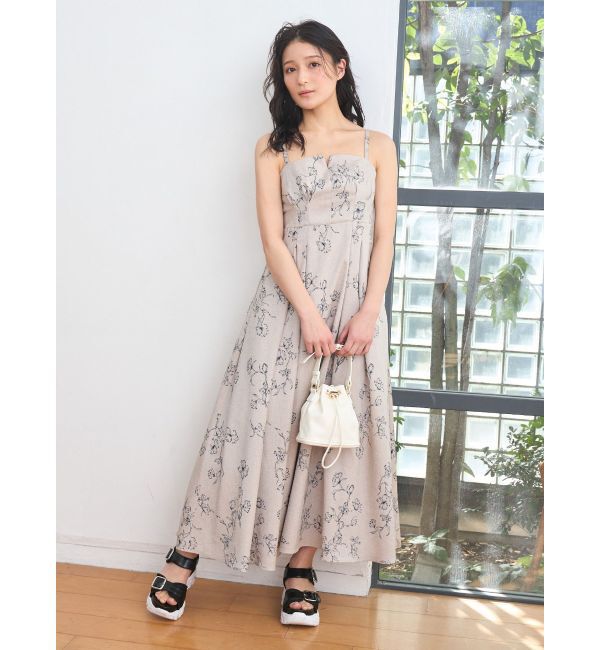 MERCURYDUO「リネンライクバックレースアップキャミワンピース」|ワンピース|