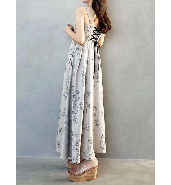 MERCURYDUO「リネンライクバックレースアップキャミワンピース」|ワンピース|