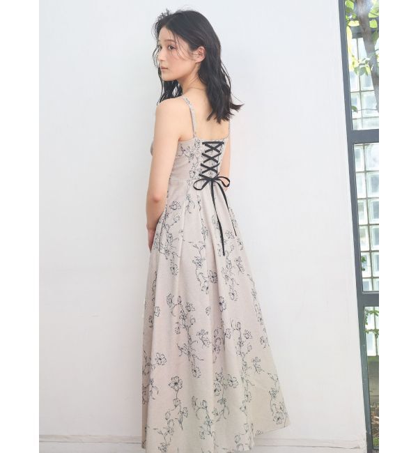 MERCURYDUO「リネンライクバックレースアップキャミワンピース」|ワンピース|