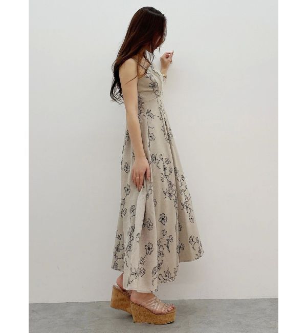 MERCURYDUO「リネンライクバックレースアップキャミワンピース」|ワンピース|