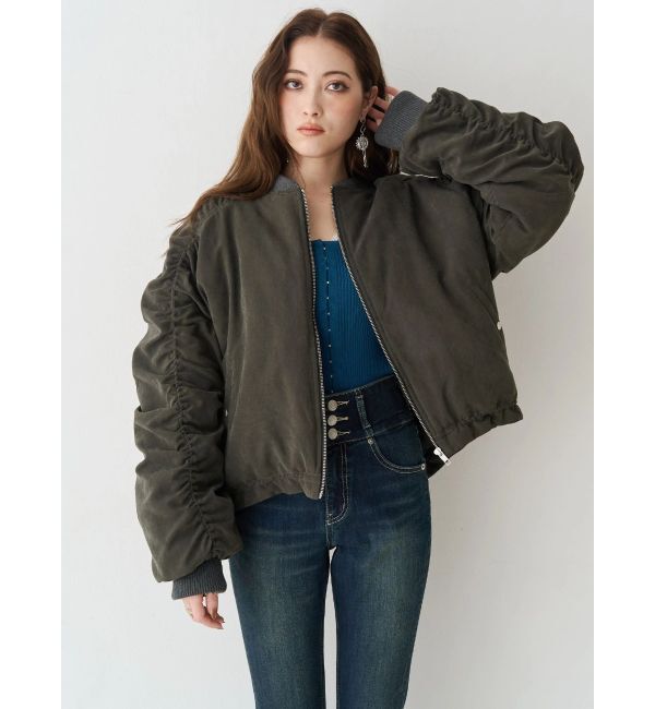 EVRIS「ボリュームギャザーショートMA-1」|ブルゾン・スタジャン|