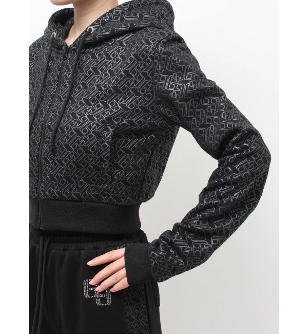 GYDA「GG chain glitter print shortパーカー」|パーカー|