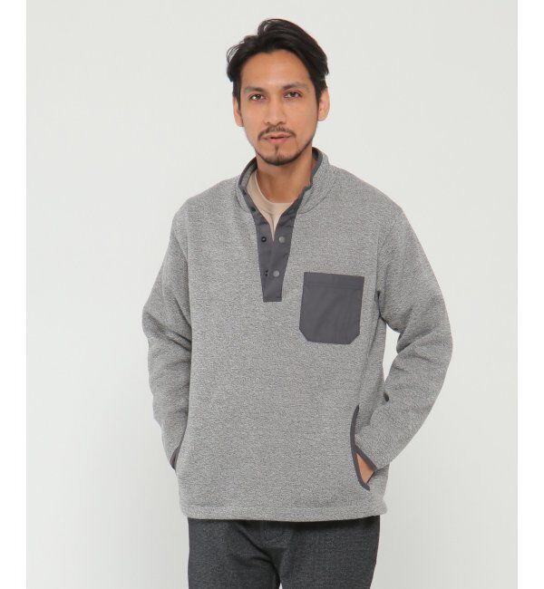 ikka「セーターフリースハーフスナッププルオーバー」|パーカー|グレイ
